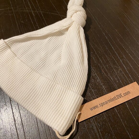 Spearmint Love Waffle Knot‎ Beanie - Baby Winter Hat, White - Picture 4 of 7